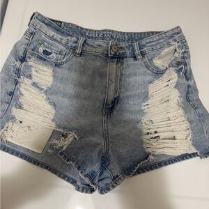 American Eagle Outfitters Distressed Denim Shorts - Blue (10)